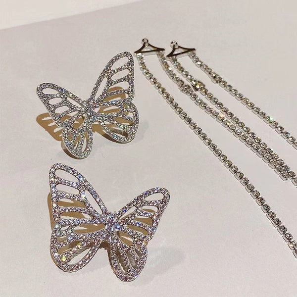 Rhinestone Butterfly Decor Earrings