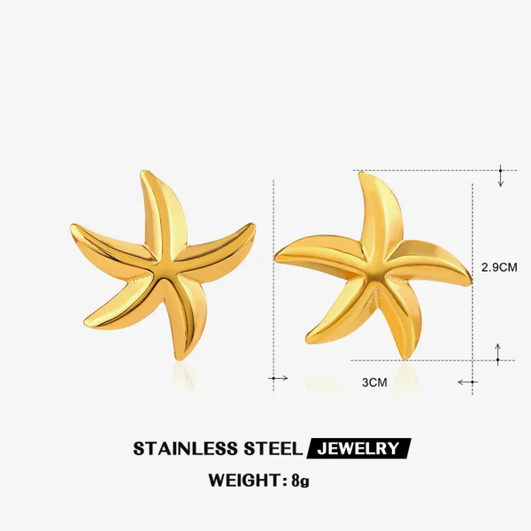 Anti tarnish gold star fish stud earrings