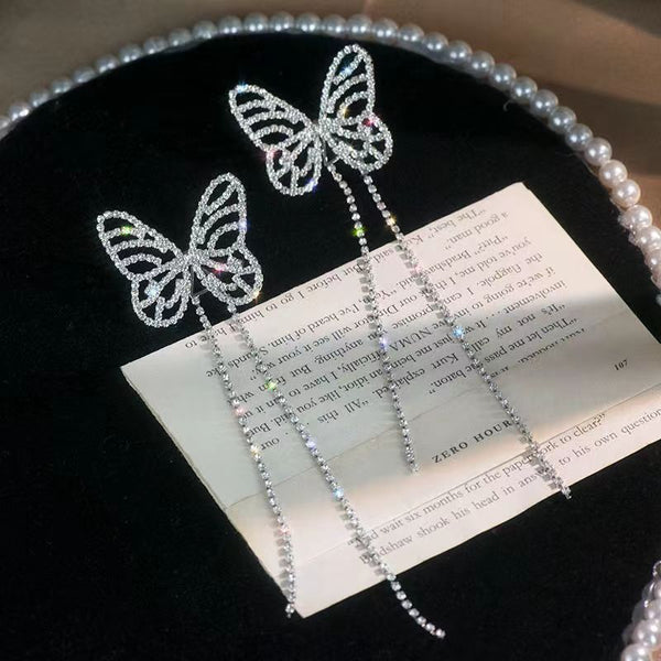 Rhinestone Butterfly Decor Earrings
