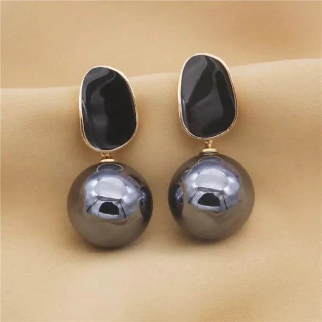 Black Onyx and Hematite Drop Earrings