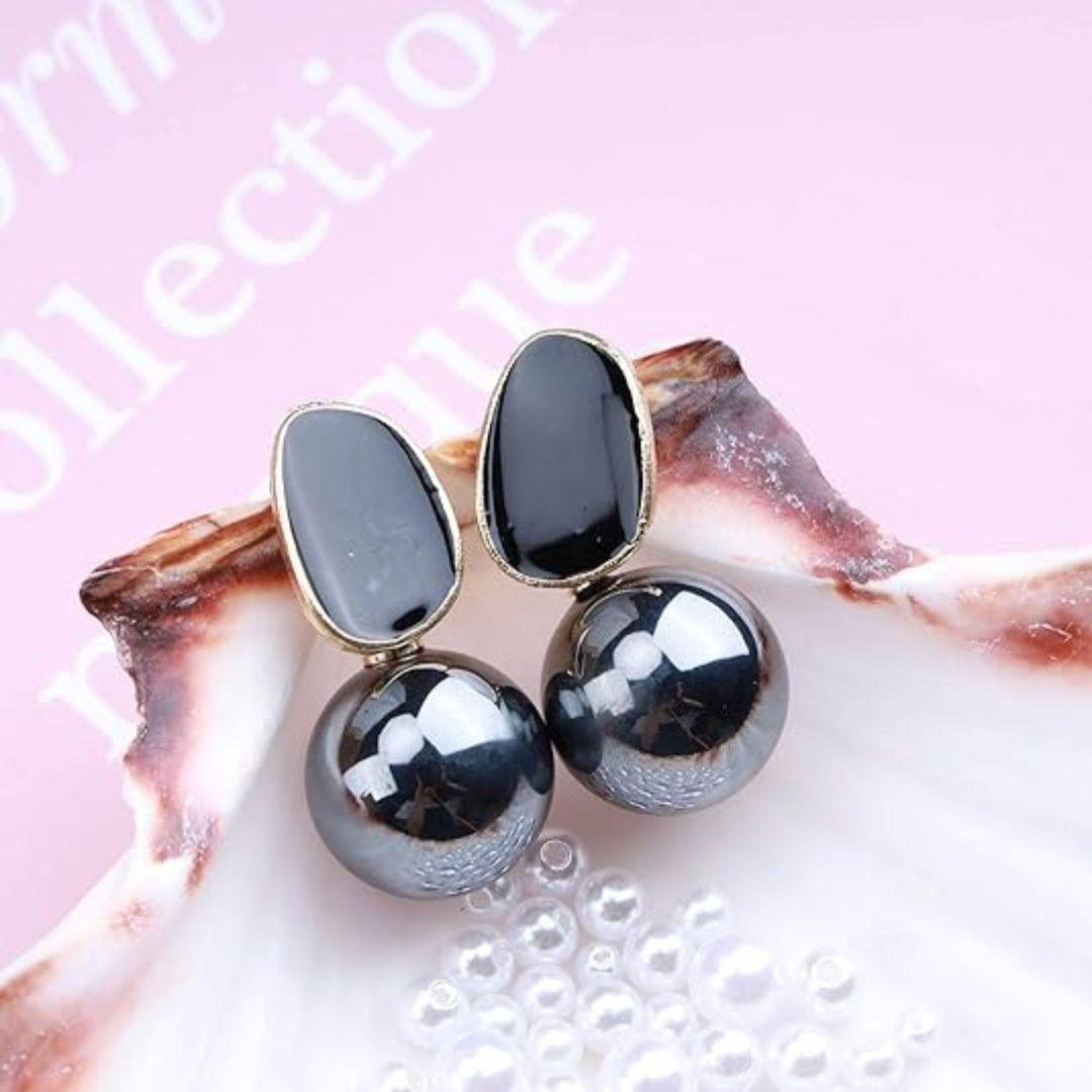 Black Onyx and Hematite Drop Earrings