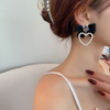Delightful Black Bow Heart Earring