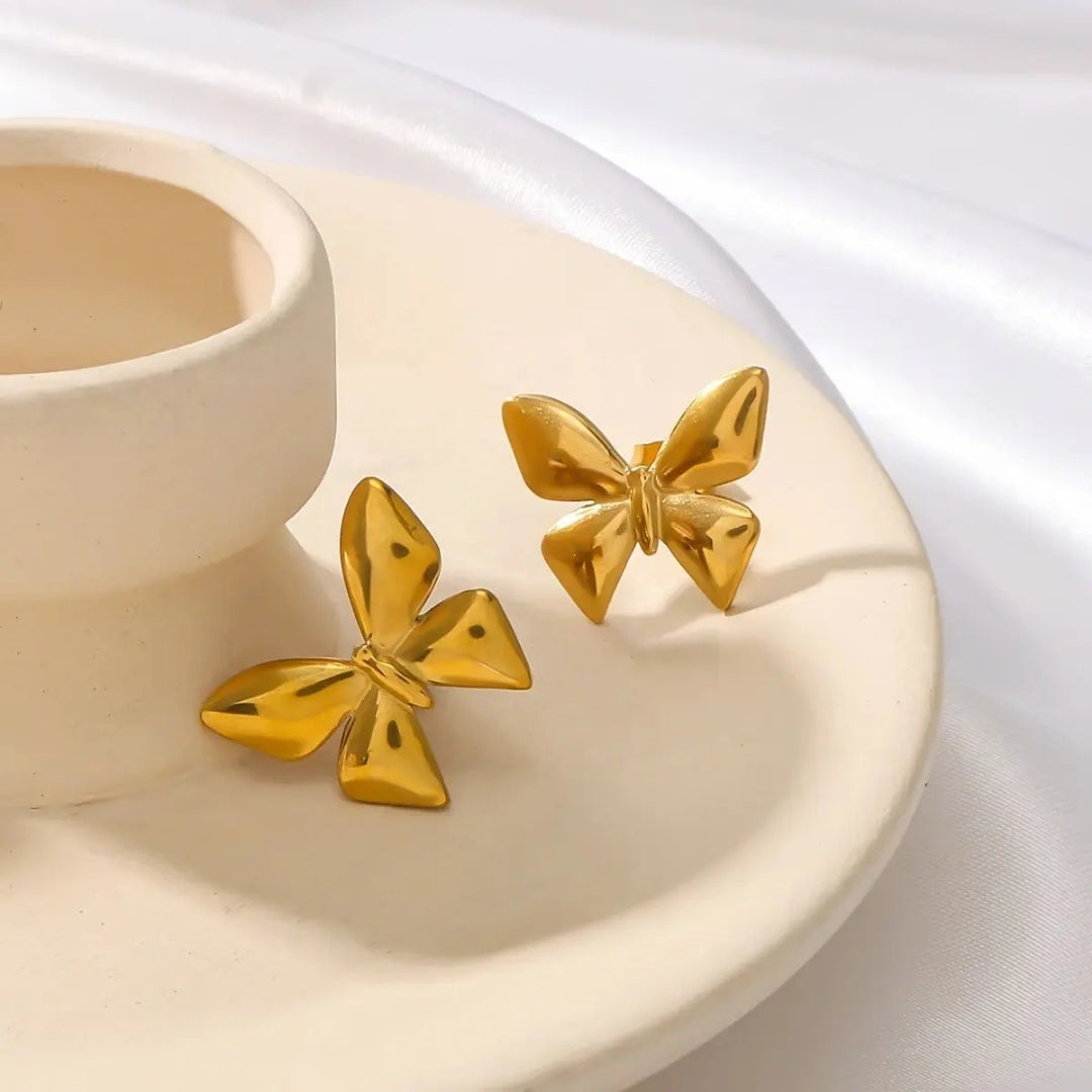 Anti Tarnish Golden Mini Butterfly Stud Earring