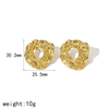Anti tarnish round texture stud earrings