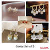 Combo Of 5 Beautiful Shiny Earrings