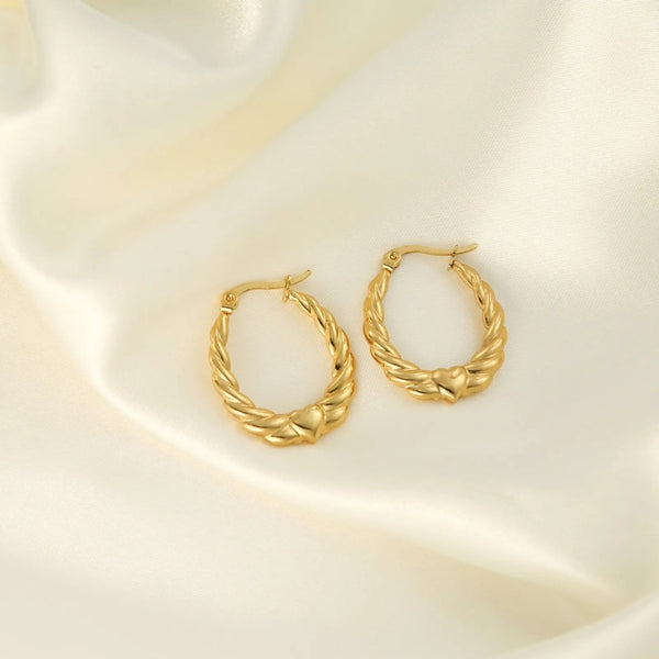 Anti tarnish heart hoop earrings