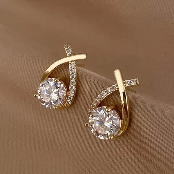 Pack Of 3 Pearl & Crystal Gold-Plated Earring