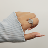 Elegant Silver Teardrop Halo Adjustable Ring