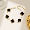 Anti tarnish black bracelet with golden chain