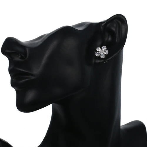 White Stone Flower Stud Earring