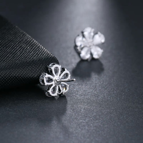 White Stone Flower Stud Earring