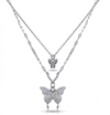 Silver Double Chain Butterfly Necklace