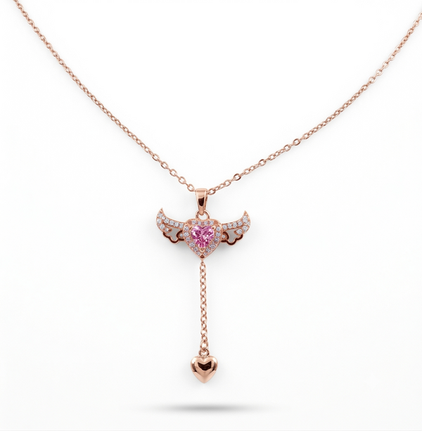 Heart-Shaped Pink Gemstone Pendant Necklace