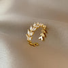 Golden Blossom Leaf Ring
