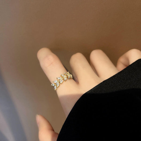 Golden Blossom Leaf Ring