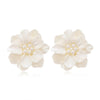 Resin White Flower Stud Earrings