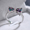 Silver Fancy Green Bow Ring