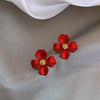 Unique Red Flower Stud Earring