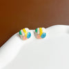 Colorful Geometric Square Stud