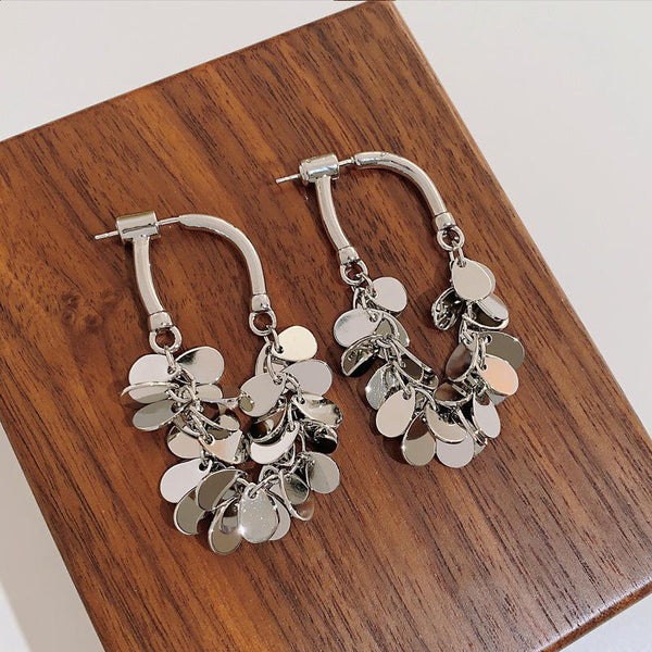 Silver-tone finish drop earring