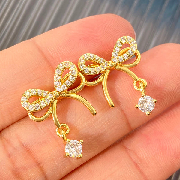 Golden Butterfly Bow Stud Earrings