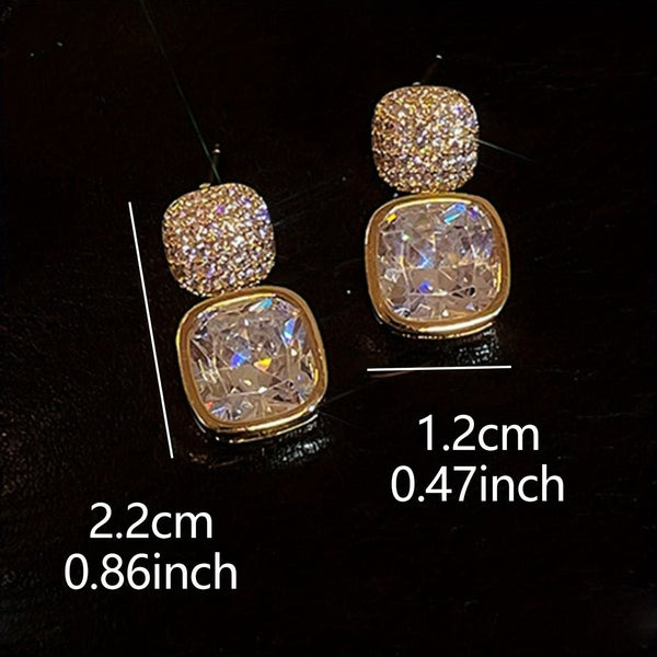 Square Rhinestone Drop Earrings