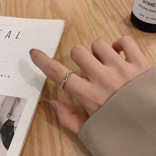Golden Infinity Charm Ring