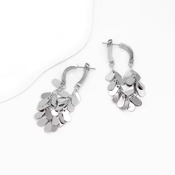 Silver-tone finish drop earring