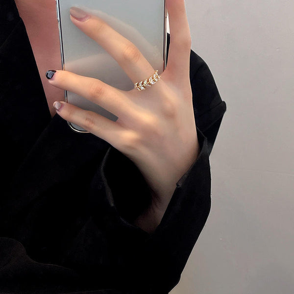 Golden Blossom Leaf Ring