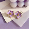 Purple Sweet Flower Design Stud Earrings