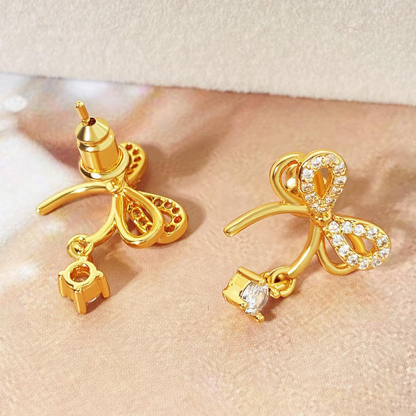 Golden Butterfly Bow Stud Earrings