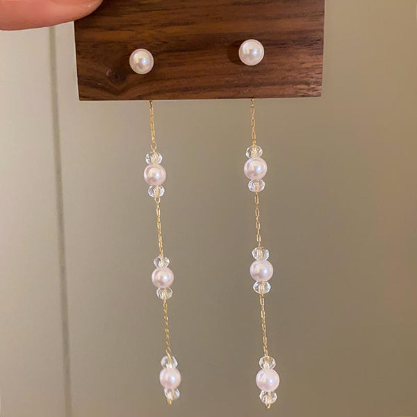 White Long Dangle Earrings