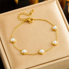 Classic Pearl Charm Gold Bracelet