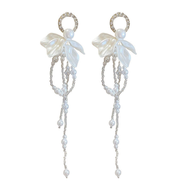 floral elements long drops Earring