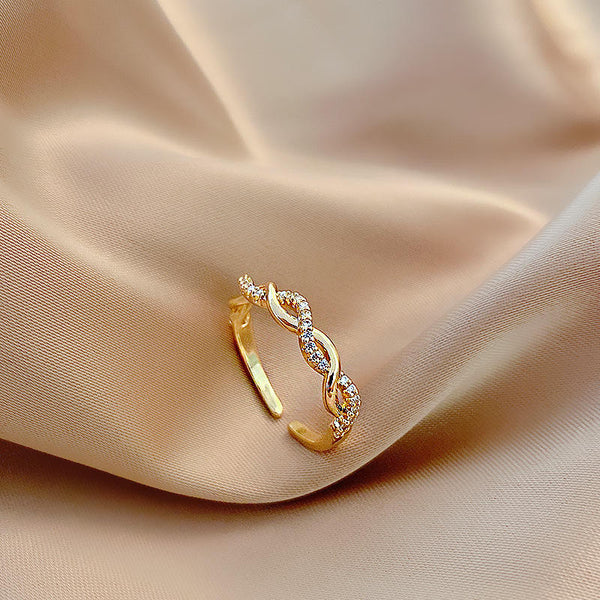 Golden Infinity Charm Ring
