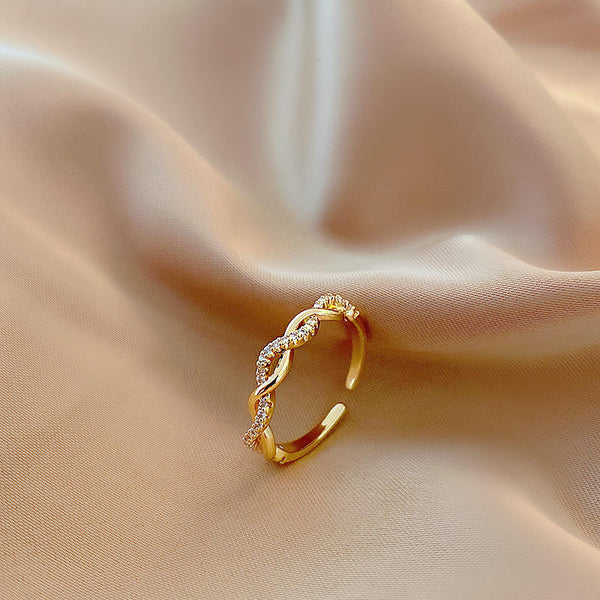 Golden Infinity Charm Ring