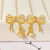 Golden Butterfly Bow Stud Earrings