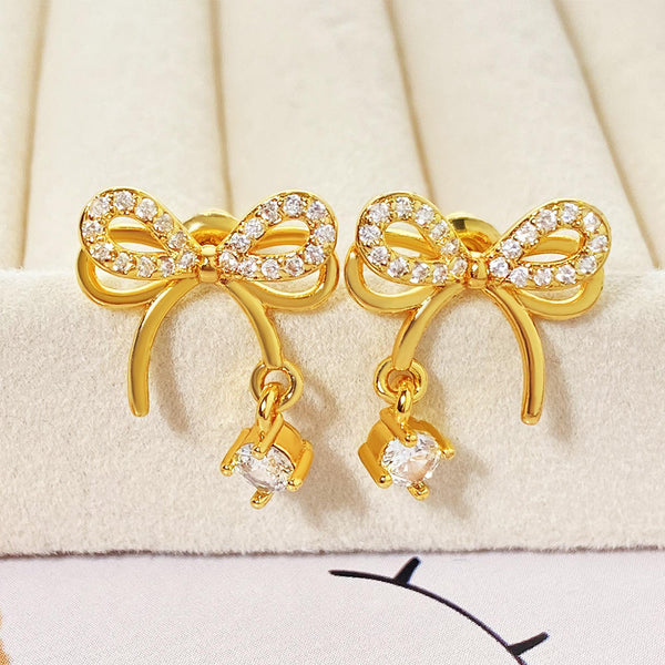 Golden Butterfly Bow Stud Earrings
