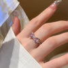 Pink Zircon Bow Ring - Fashionable and Adjustable Jewelry