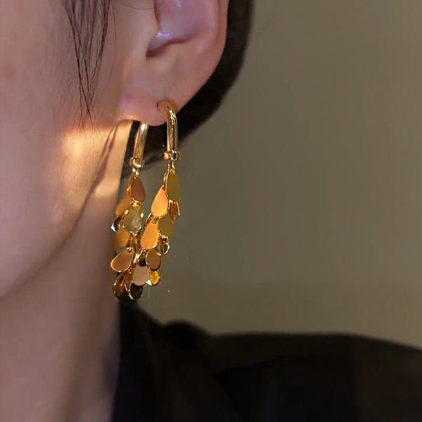 Golden-tone finish drop earring