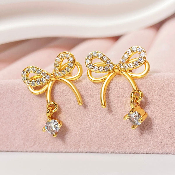 Golden Butterfly Bow Stud Earrings