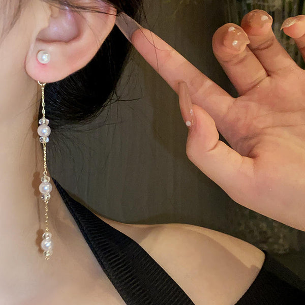 White Long Dangle Earrings