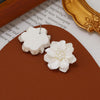 Resin White Flower Stud Earrings