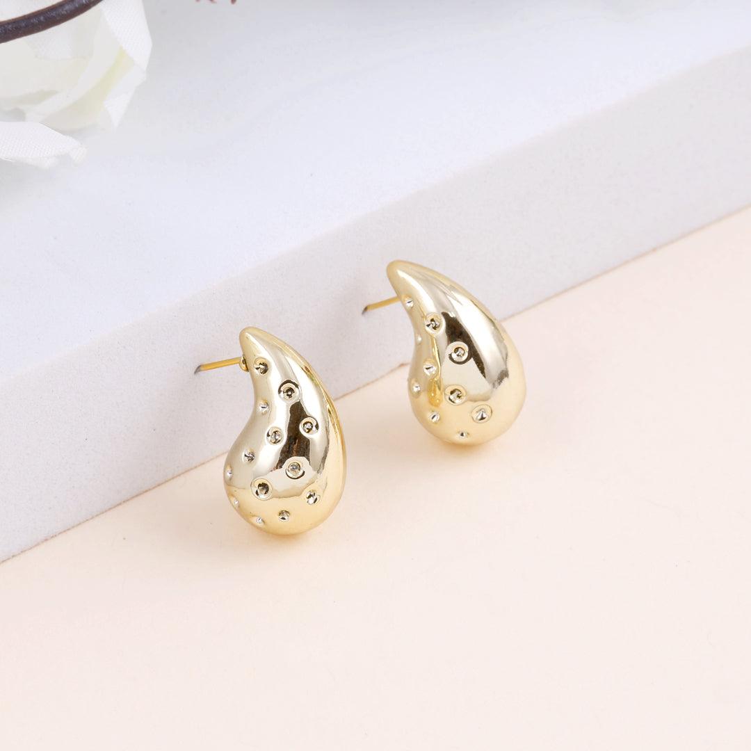 Gold Teardrop Stud Earrings