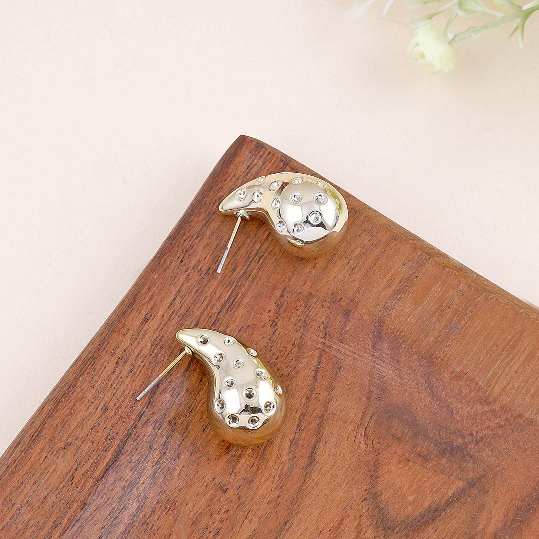 Gold Teardrop Stud Earrings