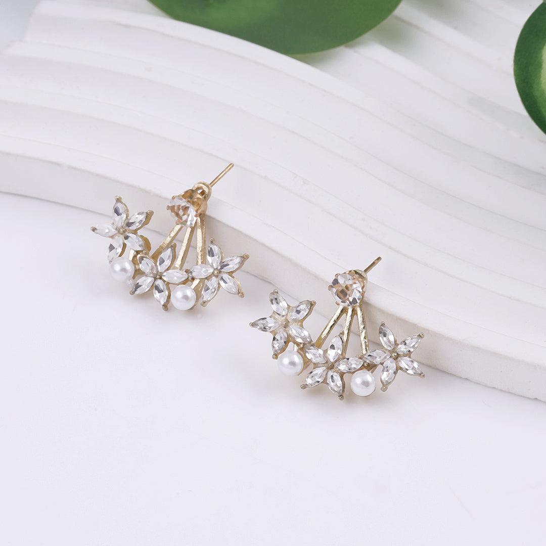 Floral Crystal and Pearl Earrings