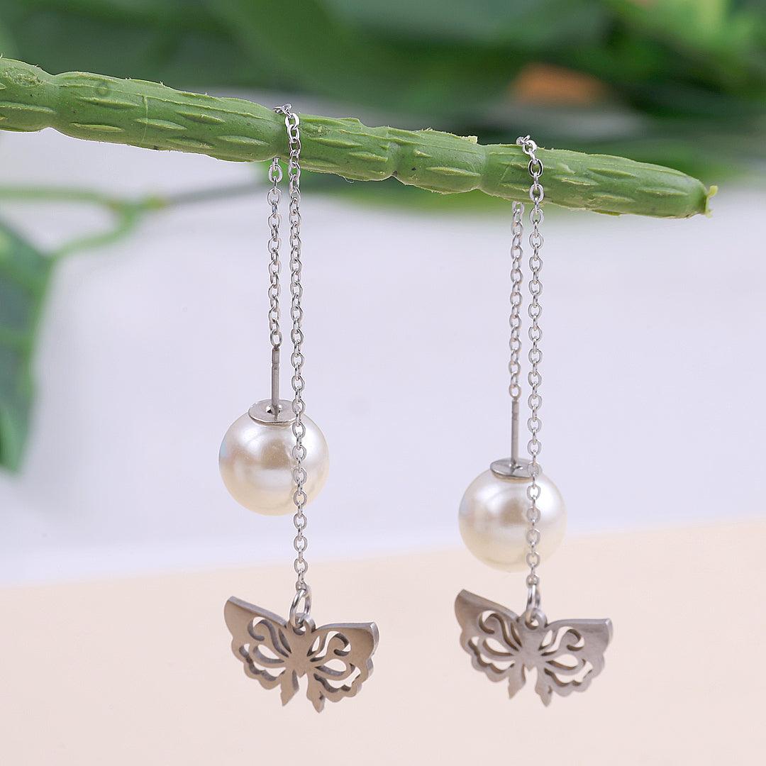 Butterfly Pearl Drop Earrings