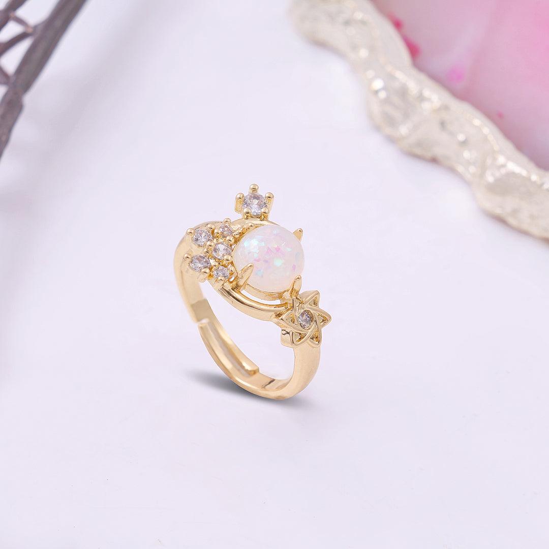 Rainbow White Synthetic ring