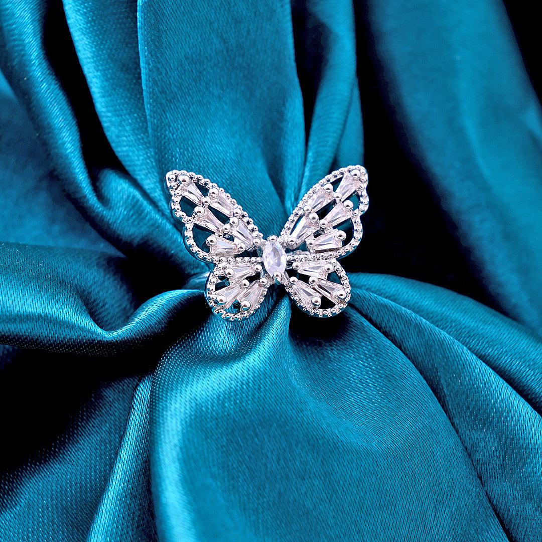 Hollow Butterfly Diamond Ring