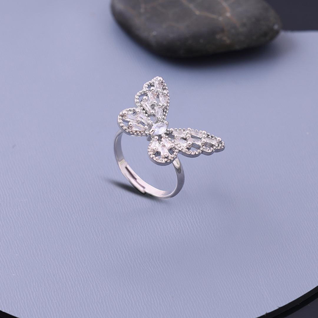 Hollow Butterfly Diamond Ring